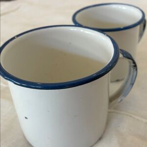 Classic White Blue Enamelware Mugs/ Shaving Mugs/Vases/Bathroom Organizers
